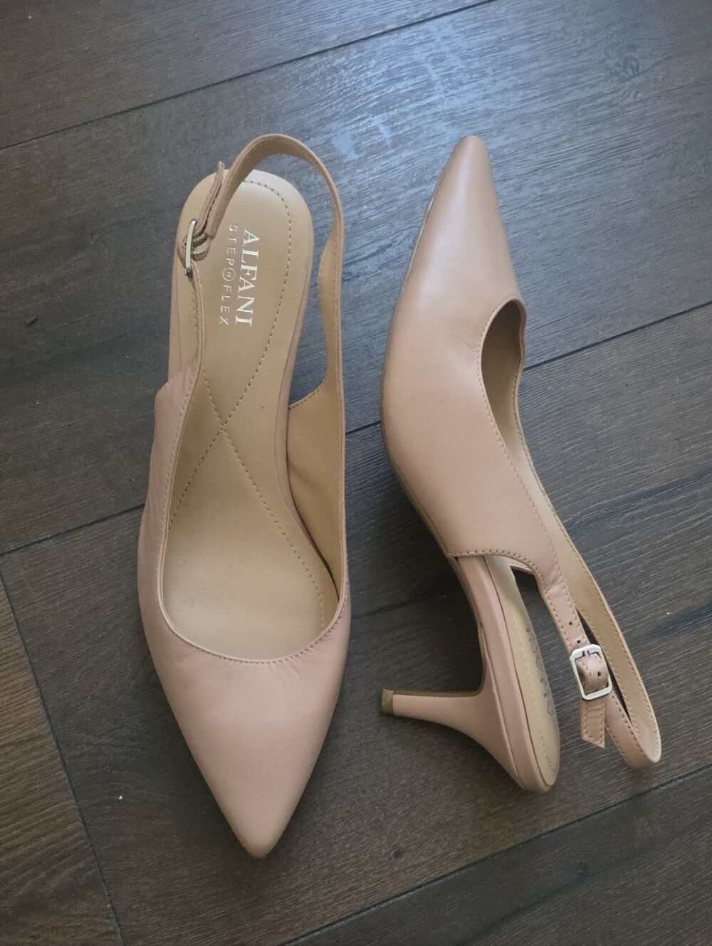 Alfani Nude/Tan Pointed Toe Slingback Heels
